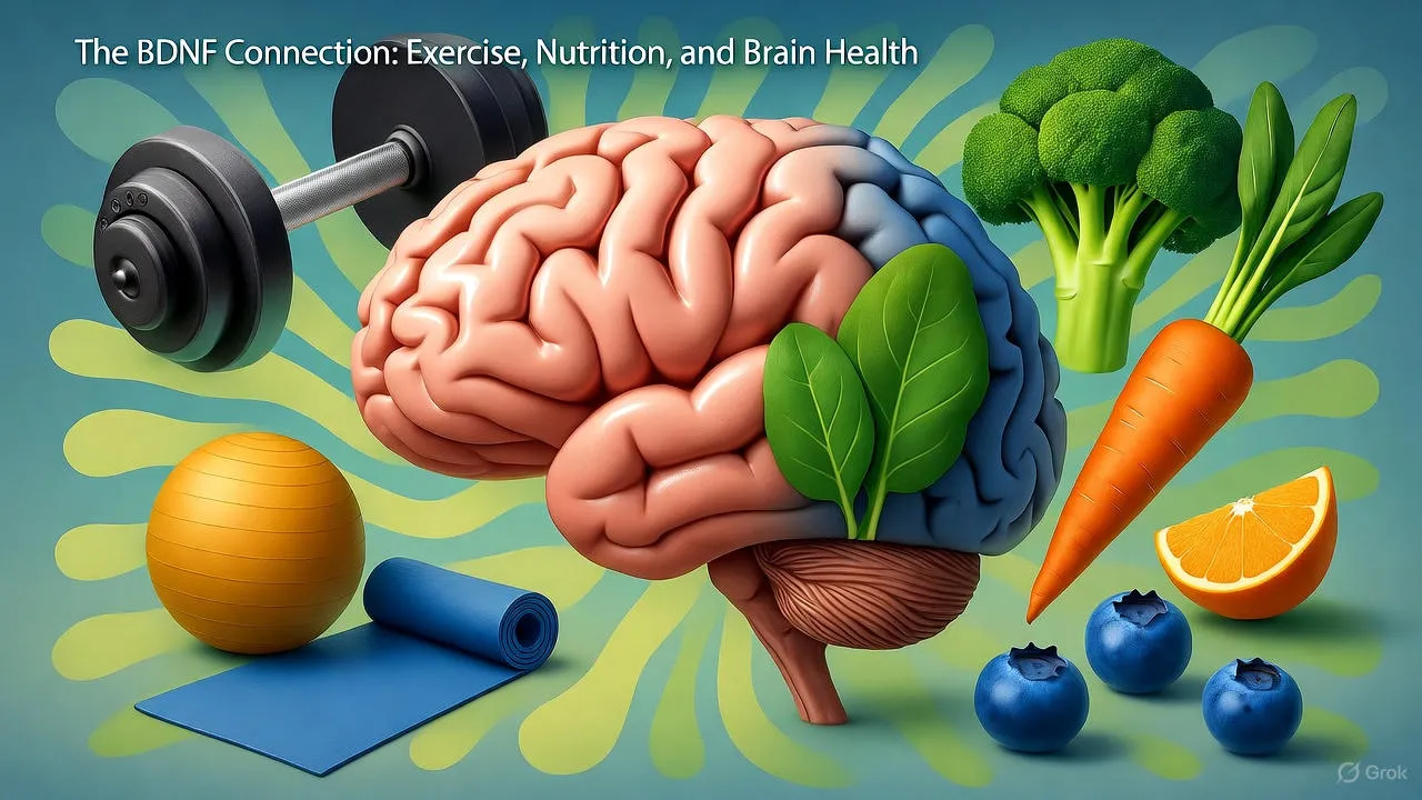 Active brain with neural connections representing neuroplasticity and BDNF activity