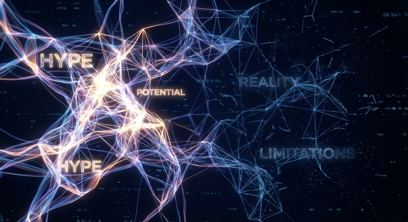 Abstract visualization of AI neural network with some nodes dimmed