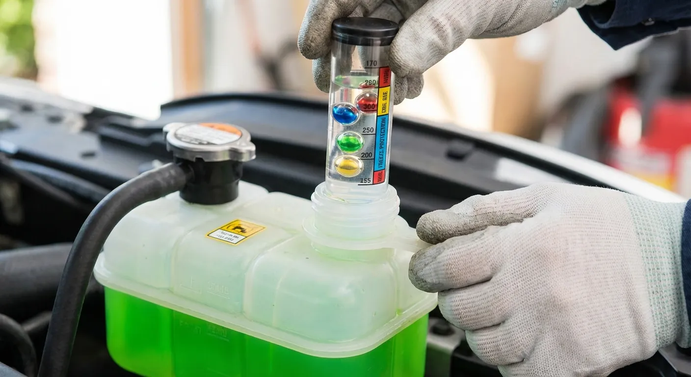 Testing antifreeze mixture with a hydrometer tool