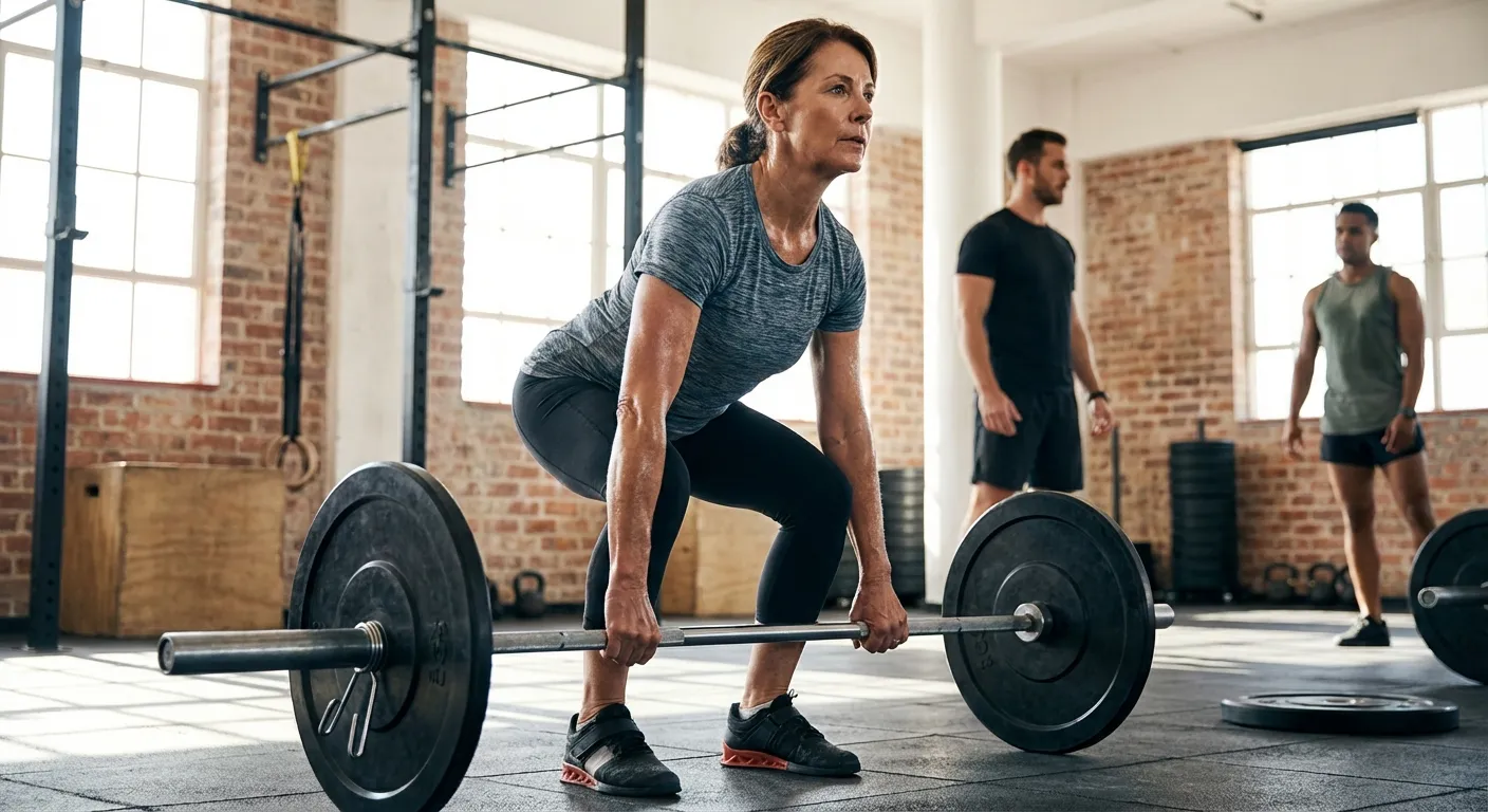 Middle-aged person doing strength training to preserve muscle mass and metabolic health