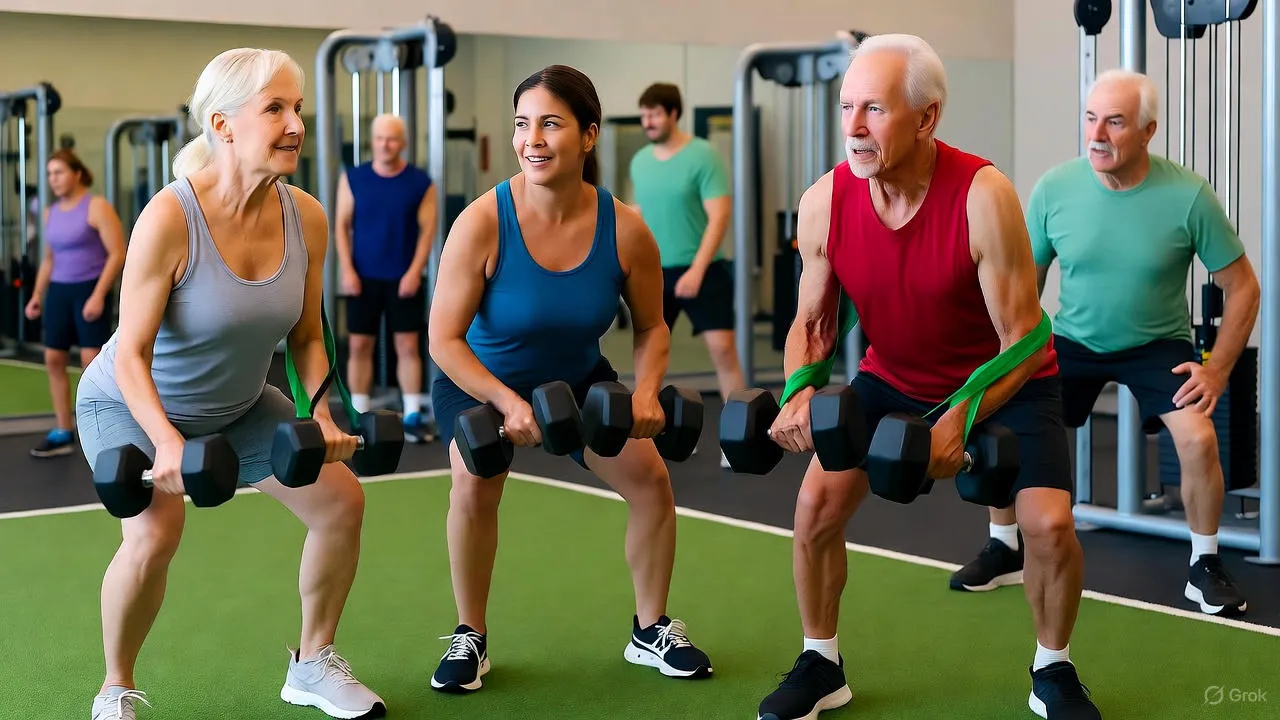 Older adult performing resistance training exercise with proper form