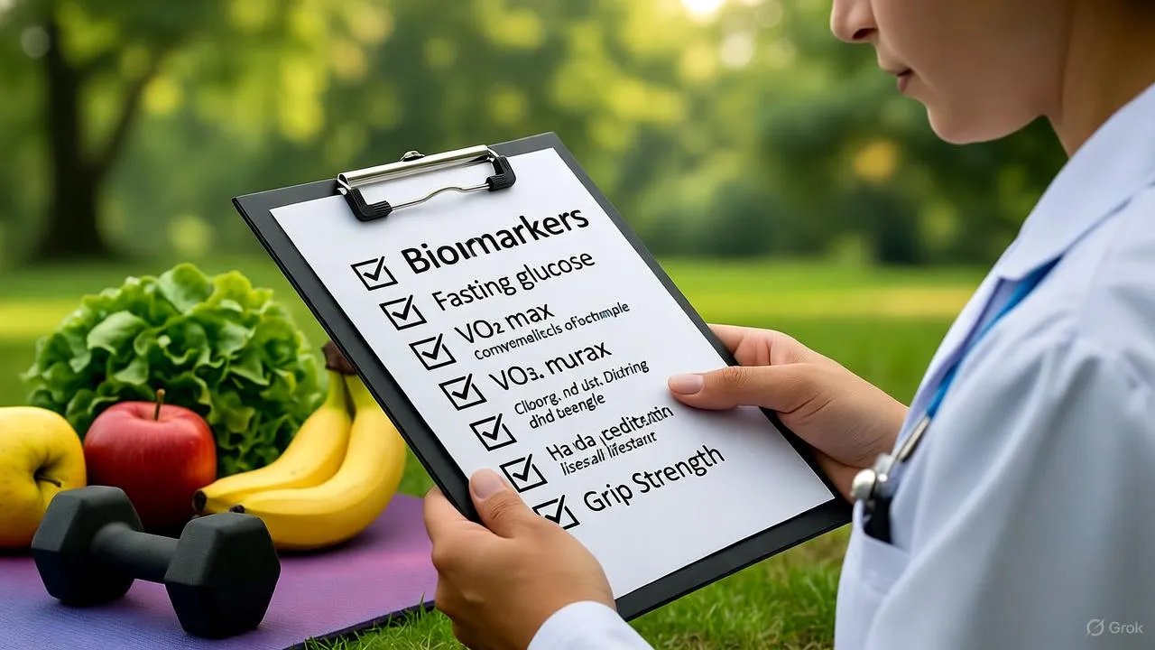 Medical professional reviewing health metrics and lab results with a patient