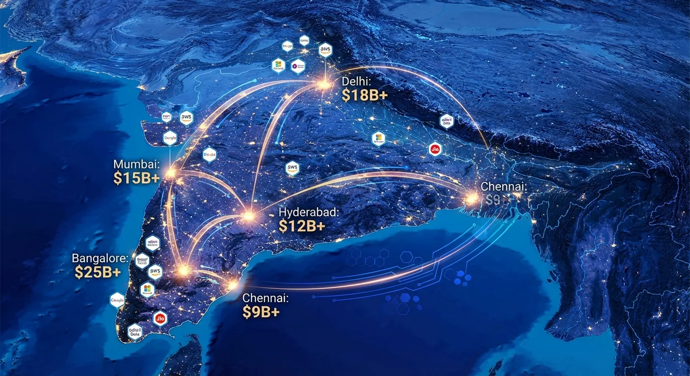Map of India showing data center locations and AI infrastructure investments