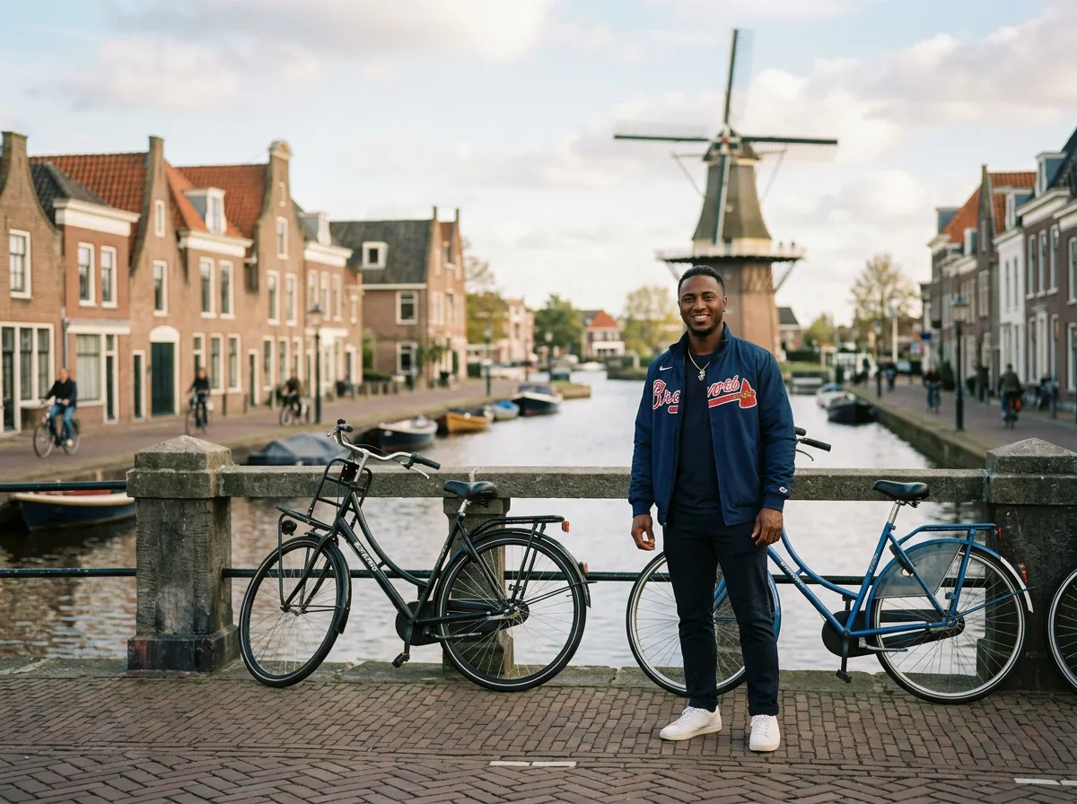 Ozzie Albies of the Netherlands rounding bases after walk-off home run