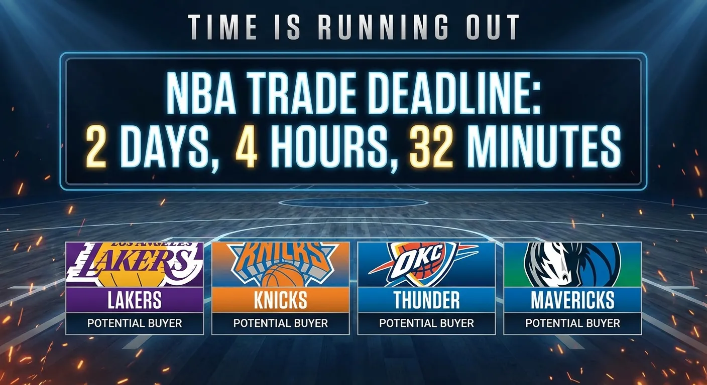 NBA trade deadline countdown with team logos of potential buyers and sellers