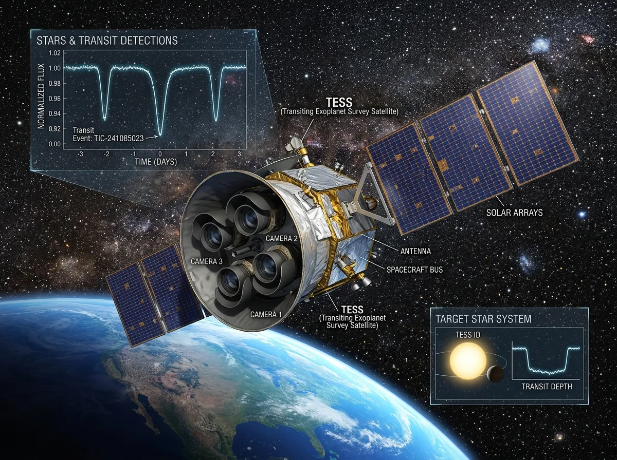 NASA's TESS spacecraft observing thousands of stars in a wide field of view