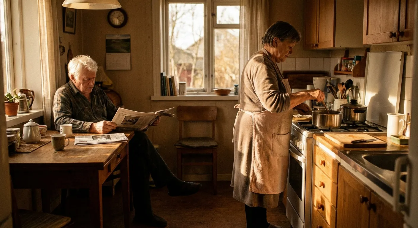 Two people in comfortable silence during familiar shared moment