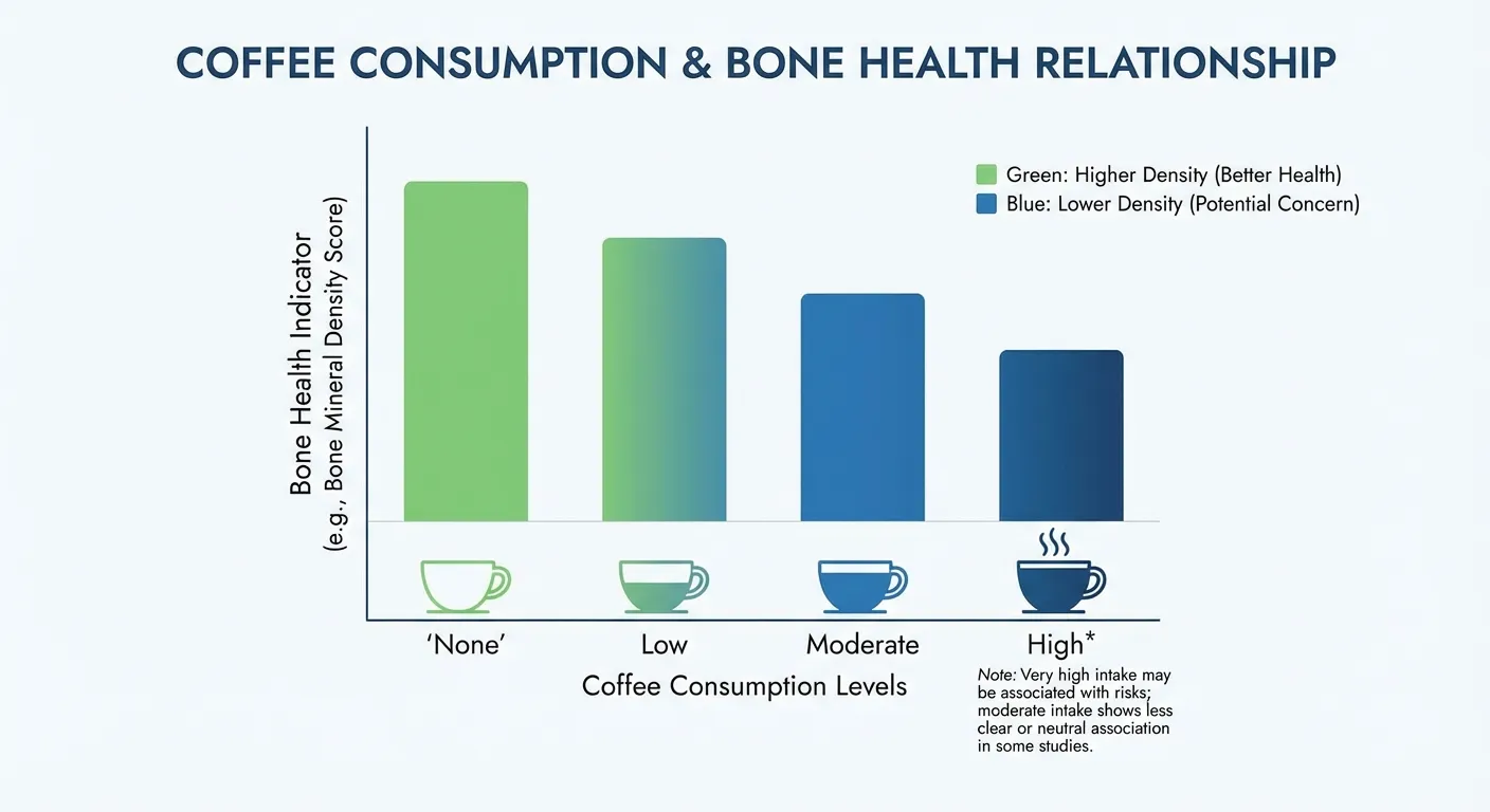 Chart comparing bone density effects at different coffee consumption levels