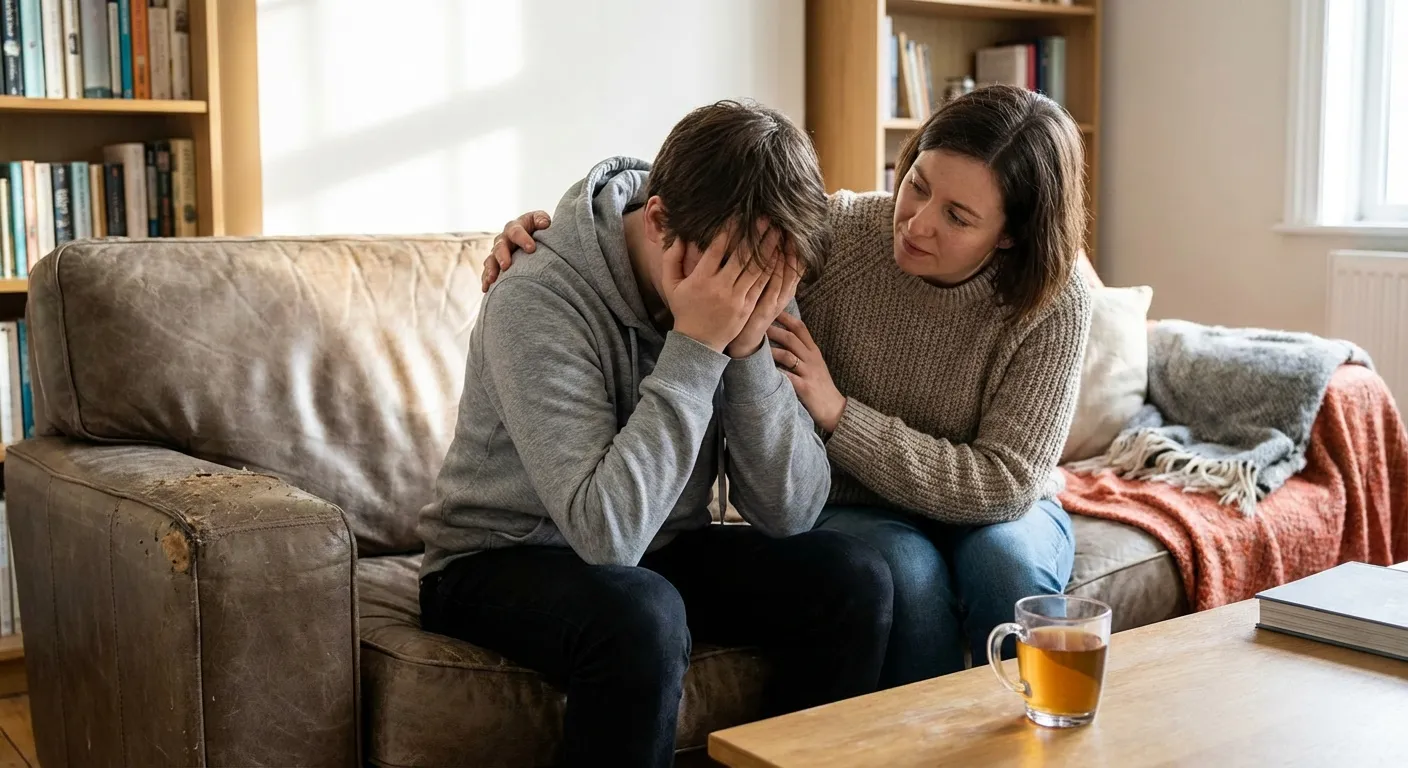 Couple supporting each other in moment of difficulty