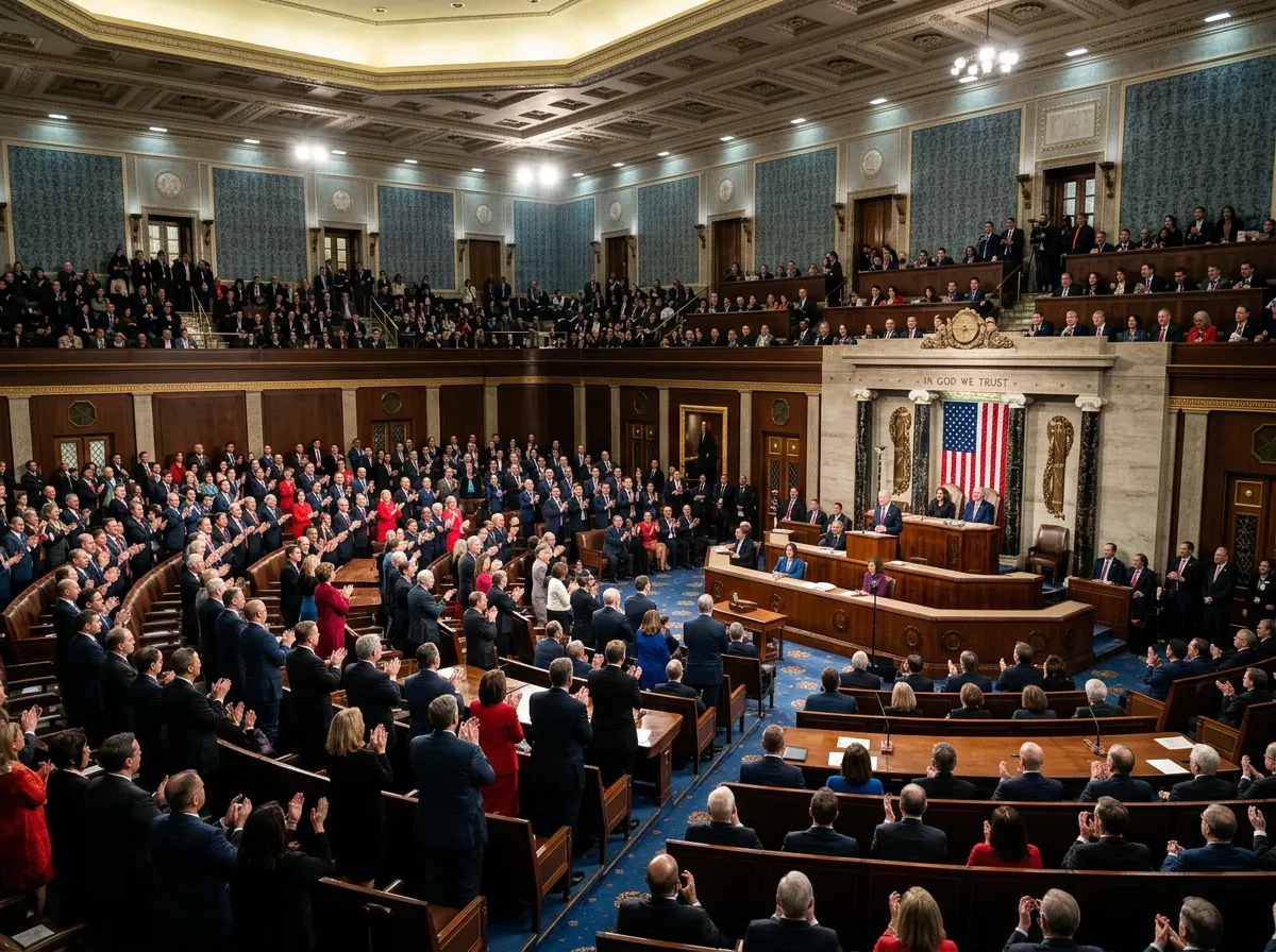 Members of Congress seated in House chamber during State of the Union address