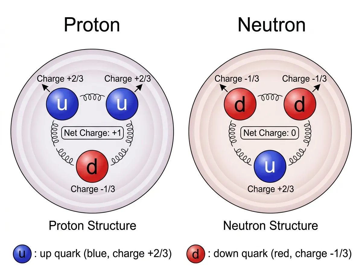 Diagram comparing quark structure of a proton and the doubly charmed baryon