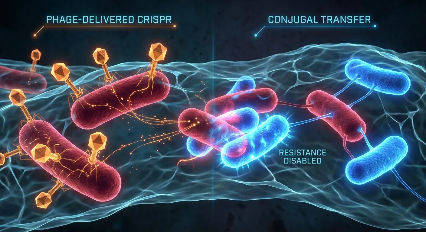 Visualization of bacteriophages attacking bacteria alongside CRISPR conjugal transfer in a biofilm