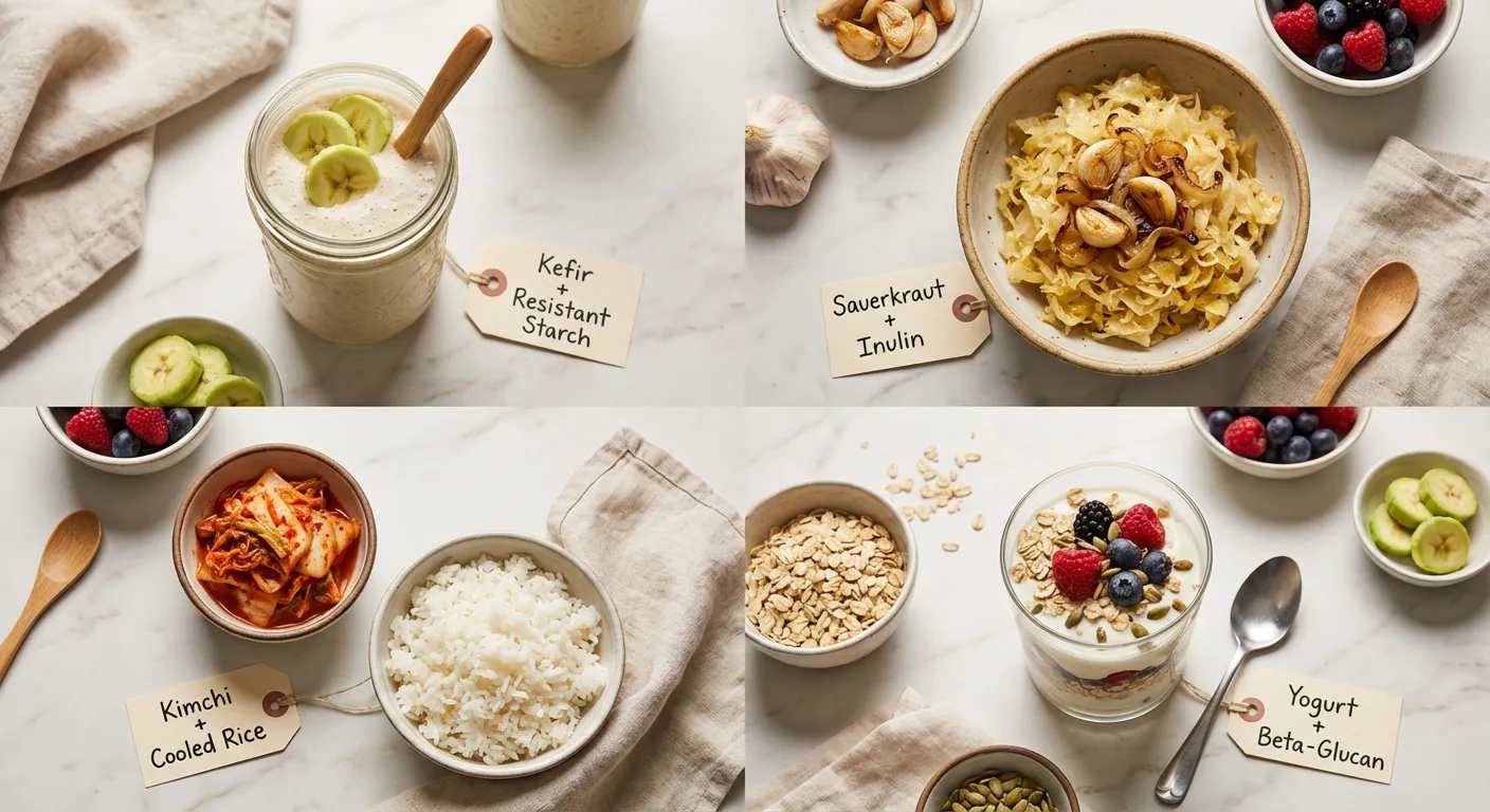 Examples of probiotic-prebiotic food pairings that enhance gut health benefits