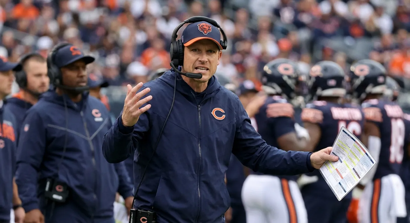 Ben Johnson on the sideline making adjustments during the Bears comeback