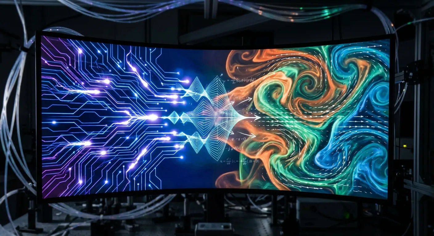 Visualization of fluid dynamics equations being solved by neural spike patterns on a chip