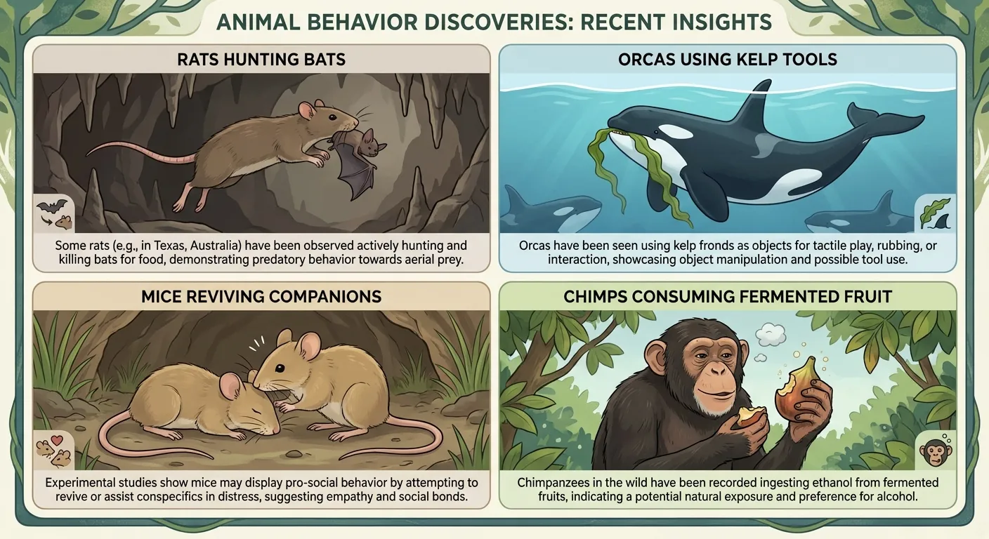 Comparison chart showing surprising animal behaviors discovered in 2025