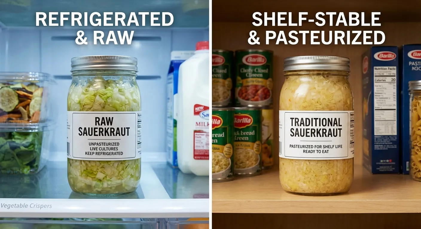 Comparison of raw refrigerated sauerkraut versus shelf-stable pasteurized version