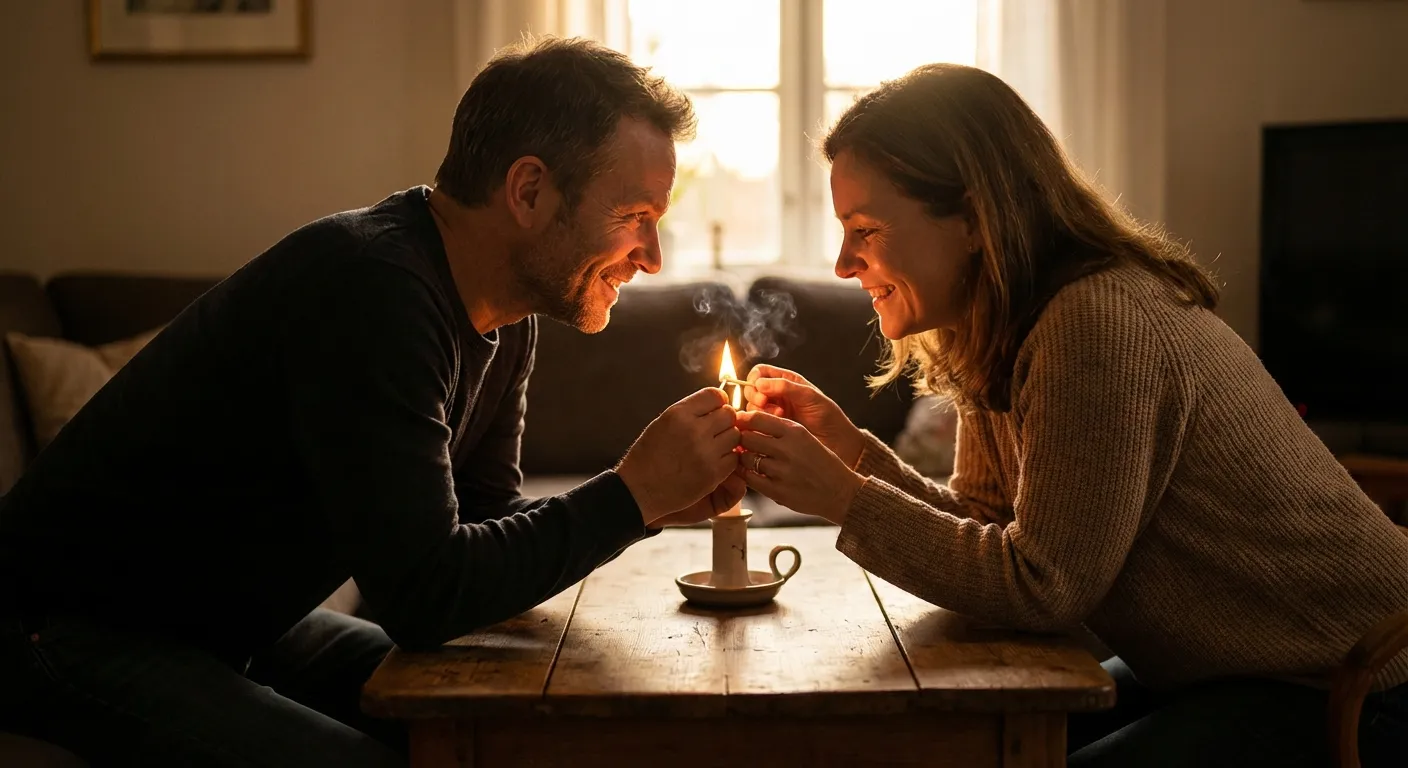 Two people engaged in a simple shared ritual creating moment of connection