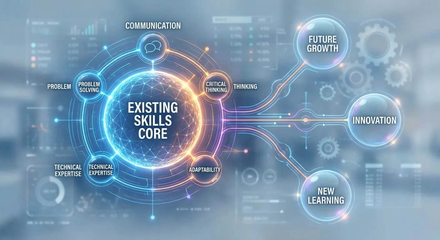 Interconnected skill areas showing how career pivots leverage existing expertise