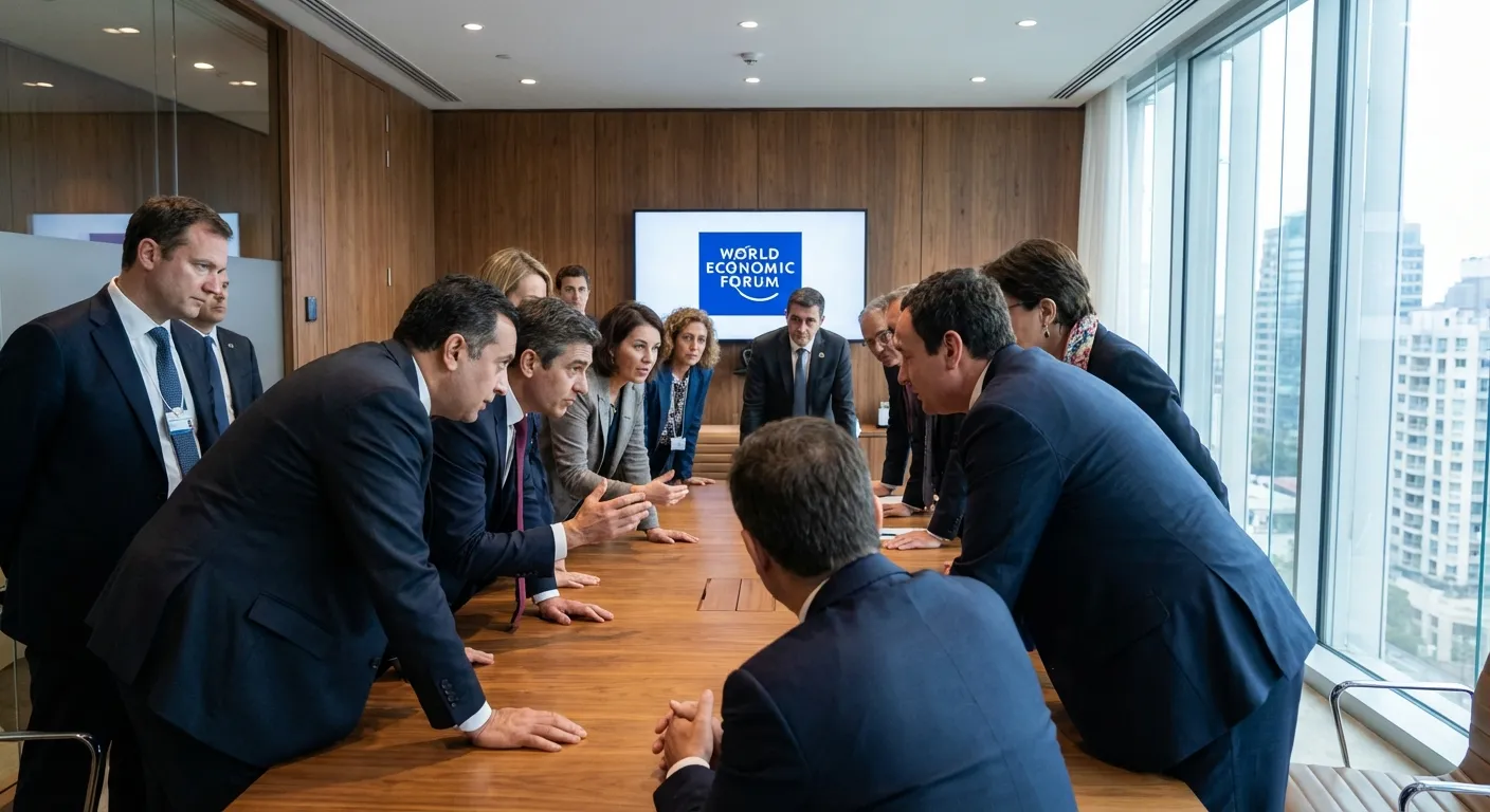 Business executives in discussion at conference setting