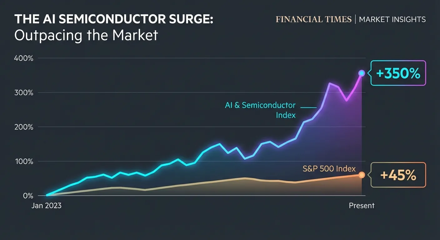 Chart showing AI-related stock performance outpacing broader market
