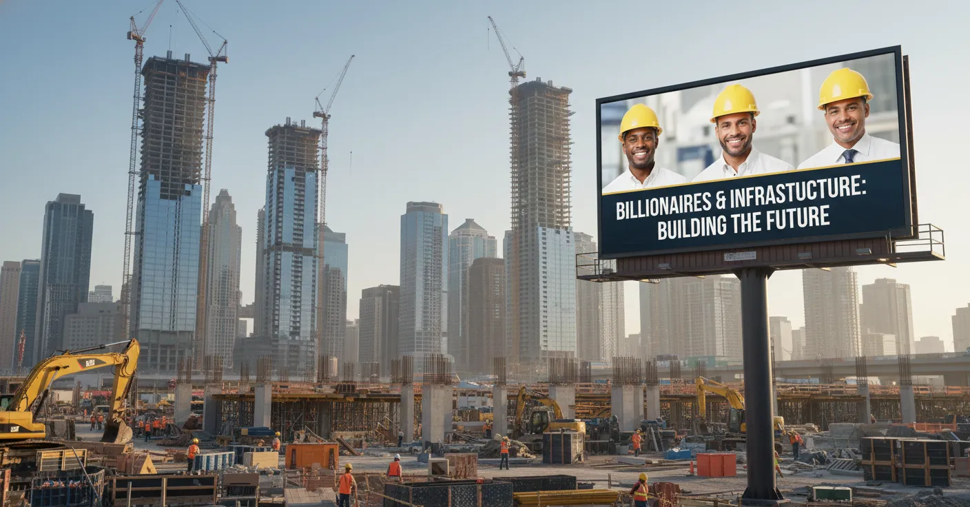 Construction site with heavy machinery and infrastructure development