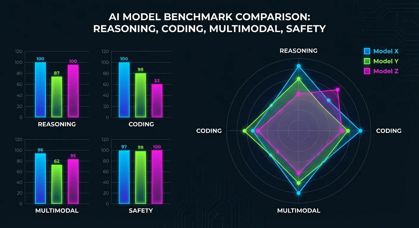 Benchmark comparison chart showing different AI models
