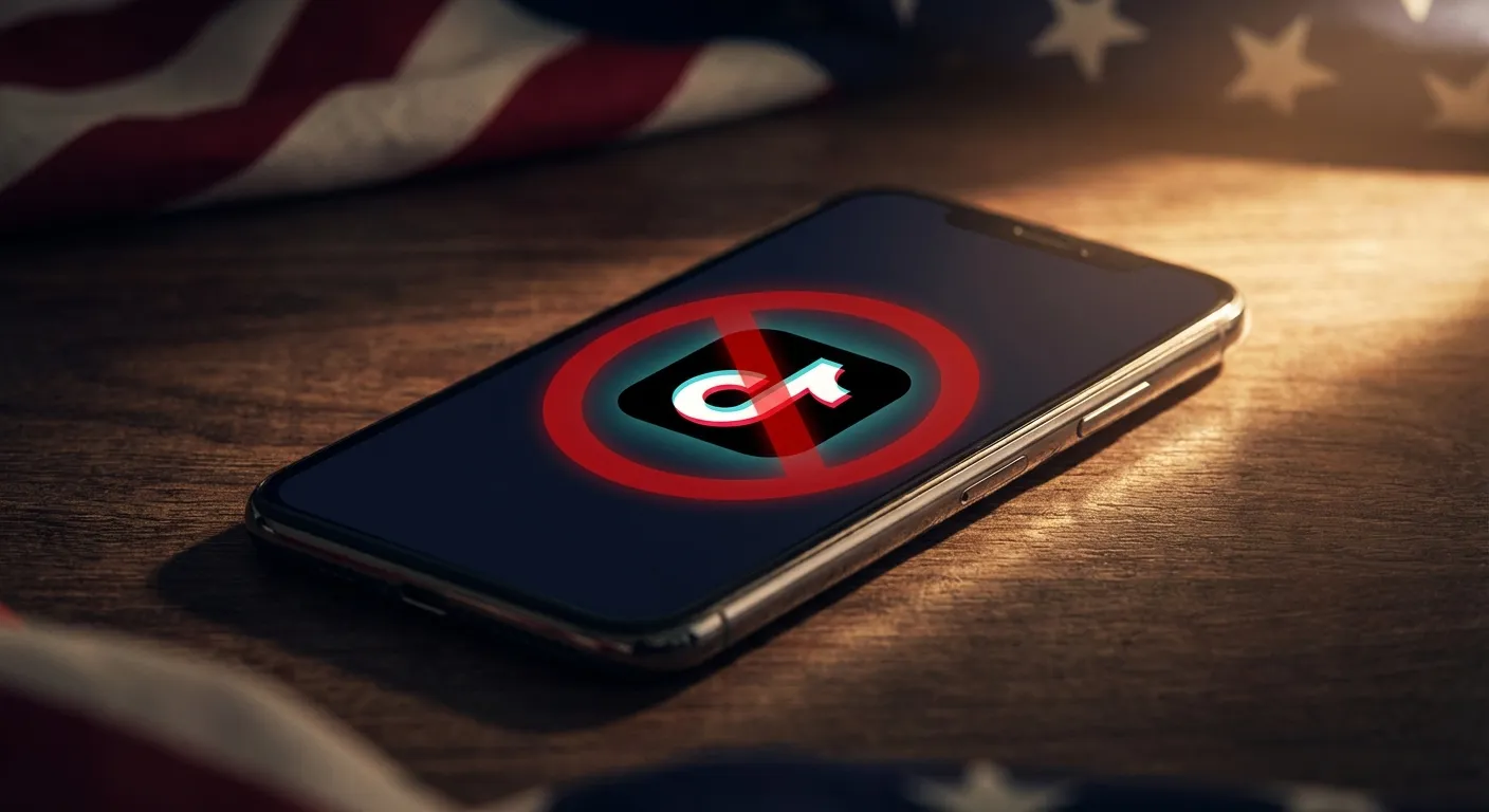 TikTok logo on smartphone screen with prohibited symbol overlay