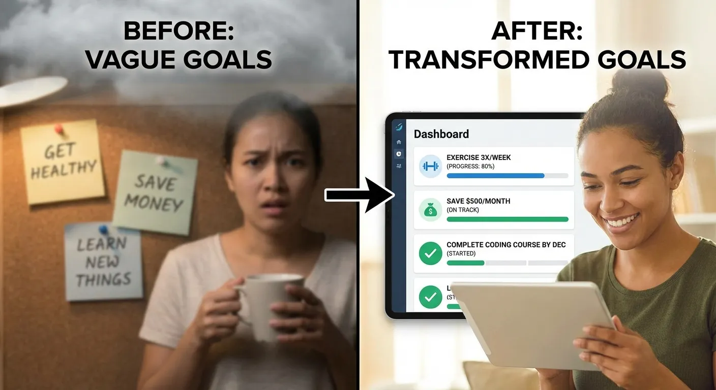 Example of vague goal transformed into SMART goal