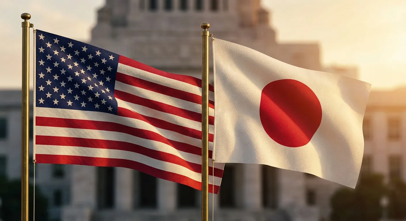 American and Japanese flags side by side representing the bilateral alliance