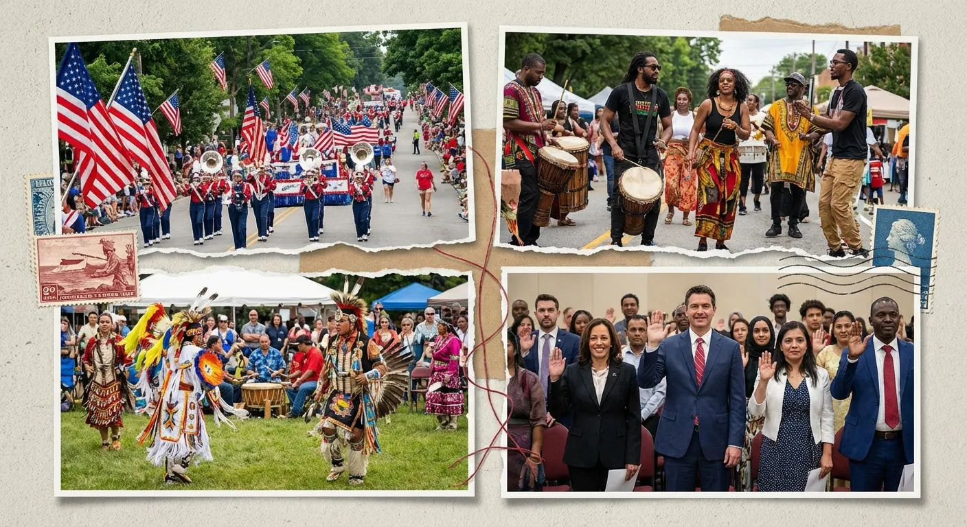 Multiple community celebrations representing different American cultural traditions