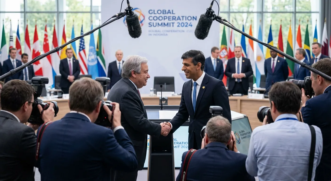 World leaders shaking hands at diplomatic summit representing international negotiations