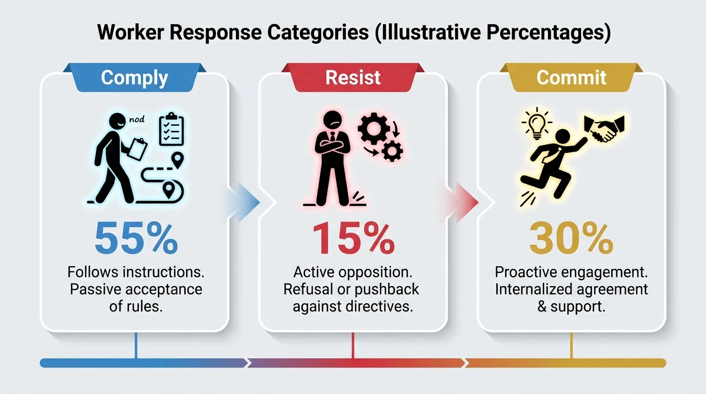Infographic showing worker responses to return-to-office mandates