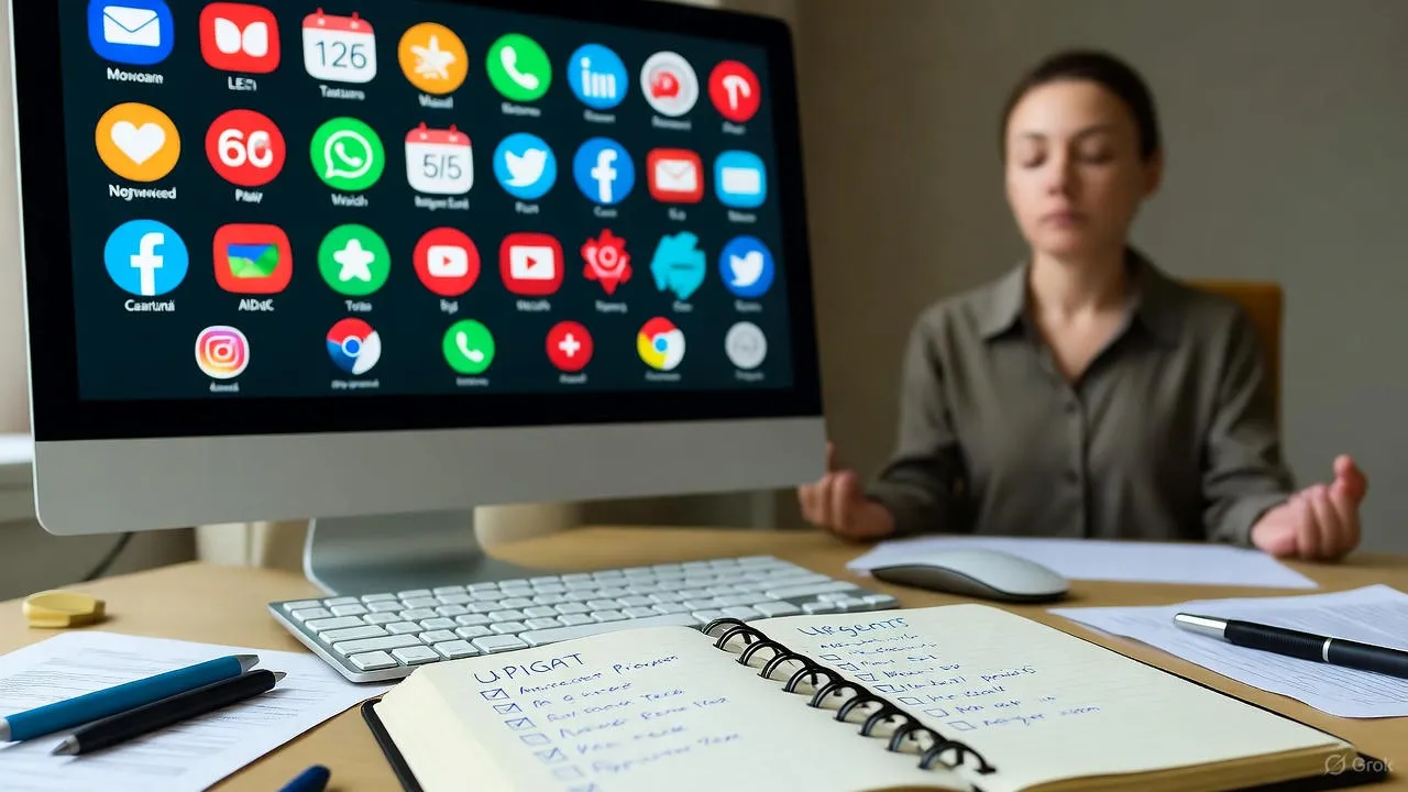 Person in focused deep work state at minimal distraction-free workspace