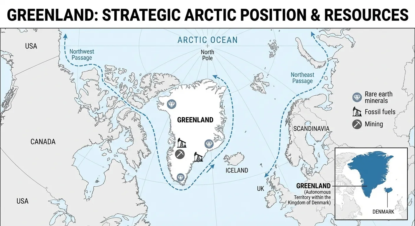 Map showing Greenland's position and strategic importance
