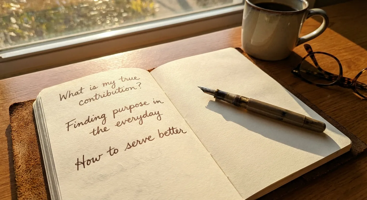 Journal with written reflections about work meaning and contribution