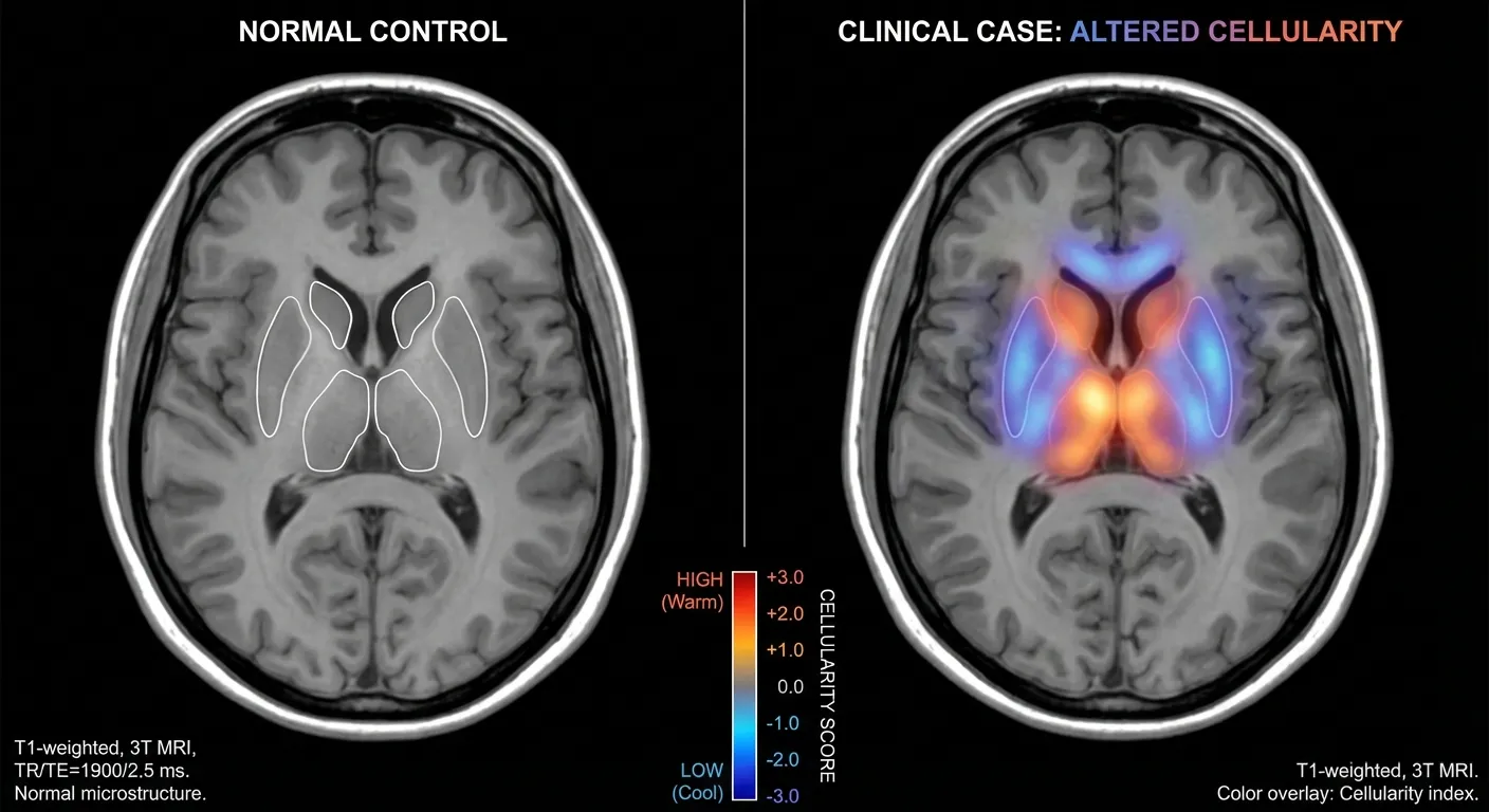 MRI brain scan comparison showing structural differences in feeding-related brain regions