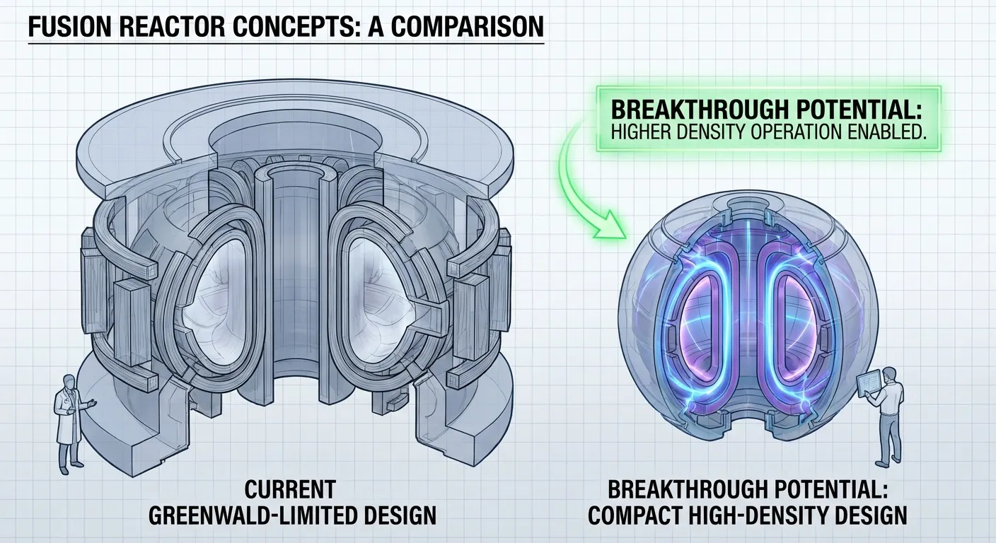 Size comparison showing how higher density could enable smaller fusion reactors