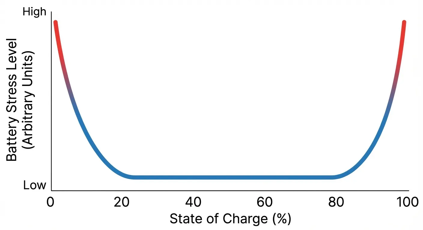 Graph showing battery stress levels at different charge percentages