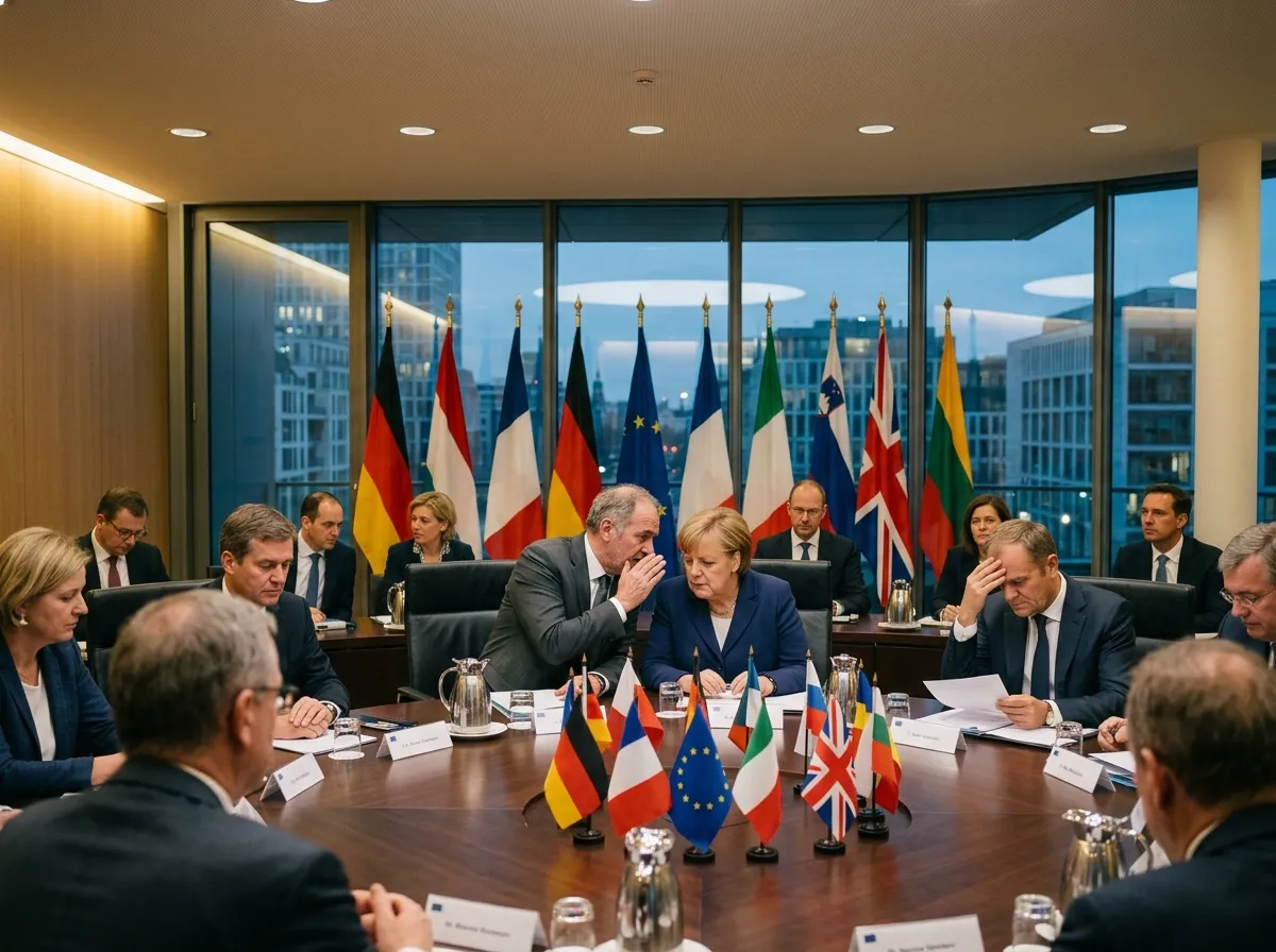 European leaders gathered at a NATO summit with tense body language