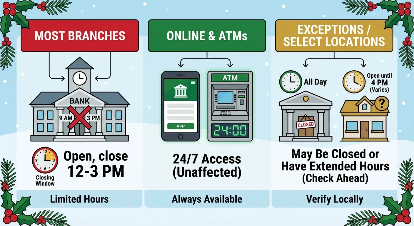 Chart showing typical bank hours on Christmas Eve