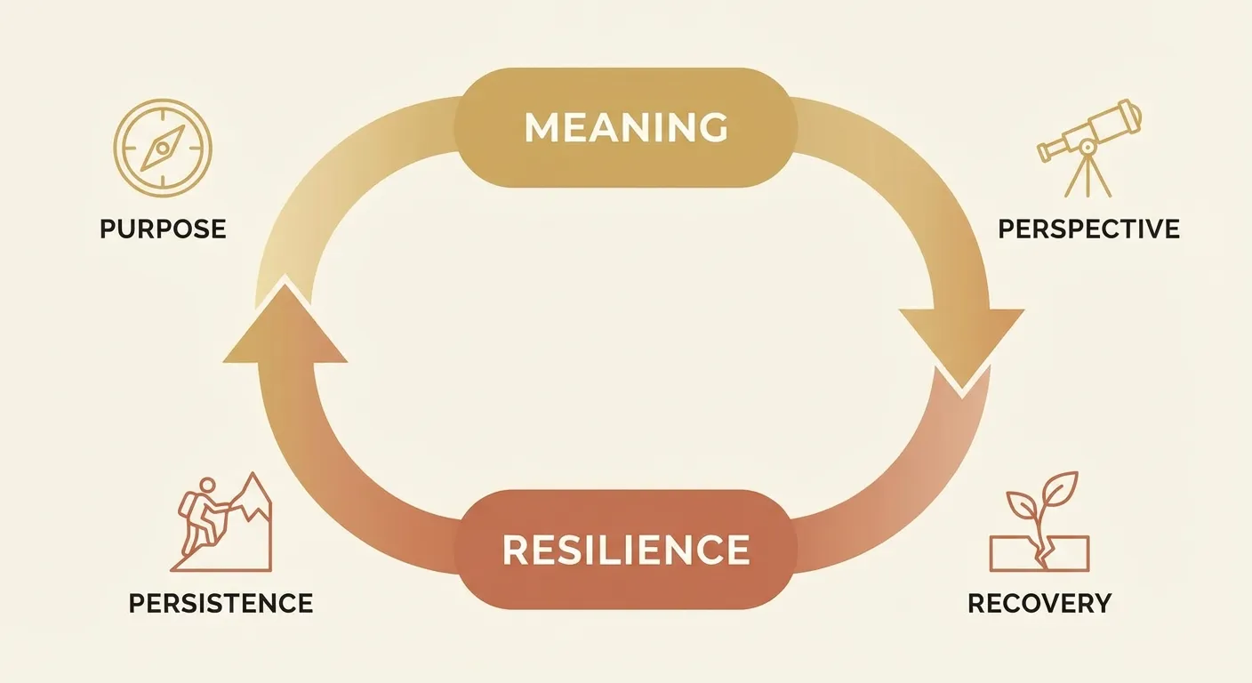 Circular diagram showing the relationship between meaning and resilience