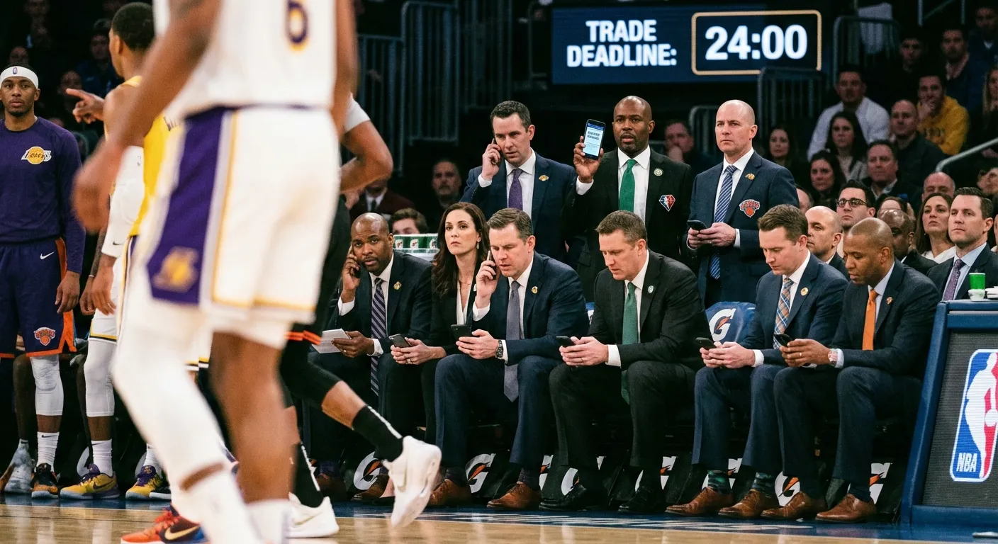 NBA executives and coaches on the sideline during a game