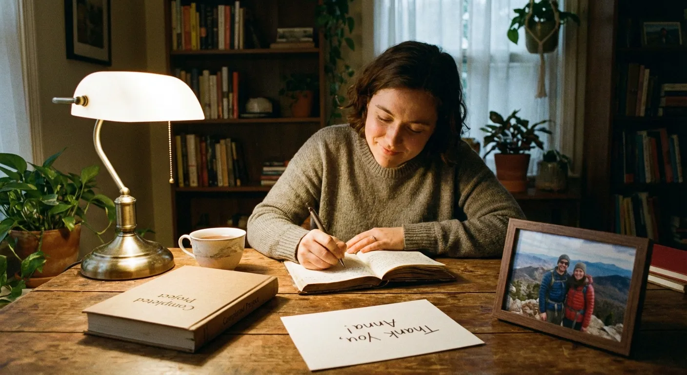 Person journaling and reflecting on personal growth journey