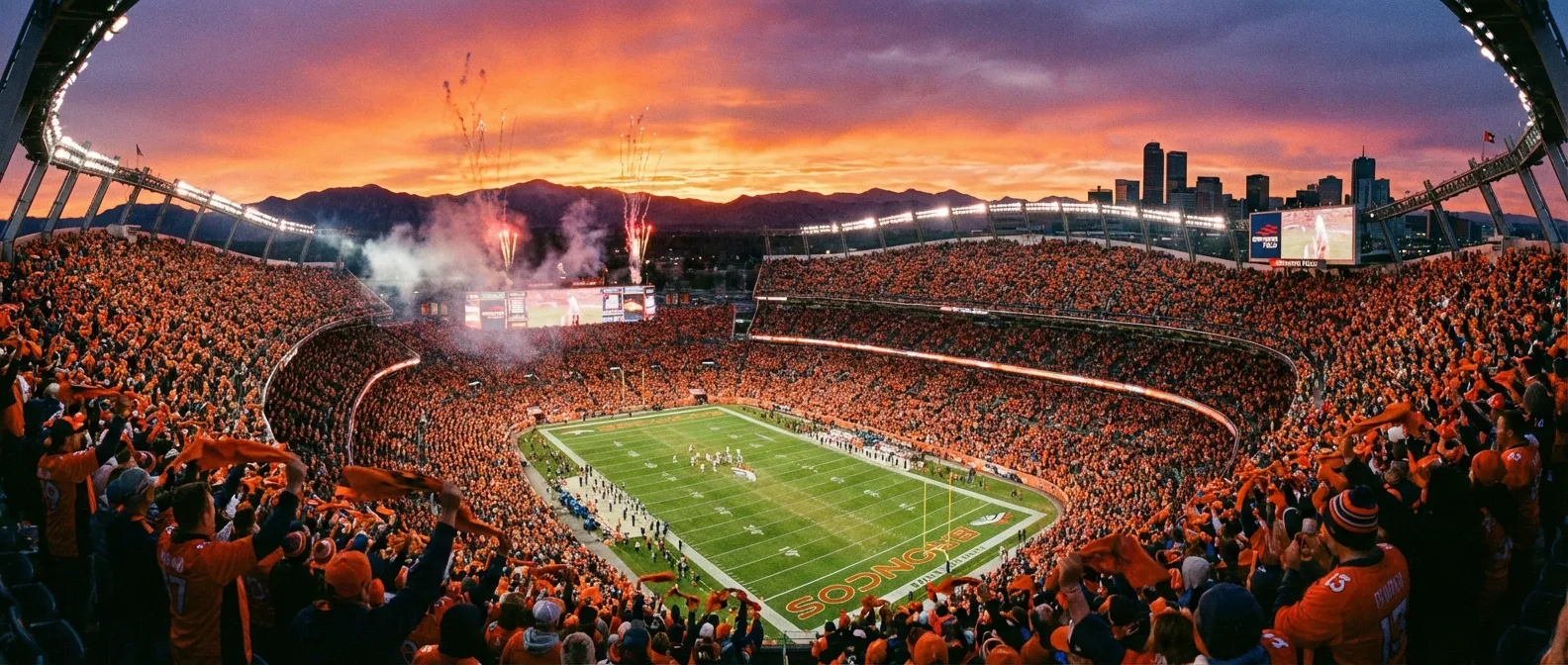 Empower Field at Mile High filled with Broncos fans for playoff game