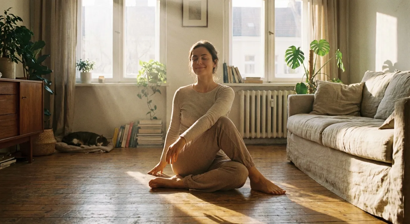 Person doing gentle morning movement in natural light