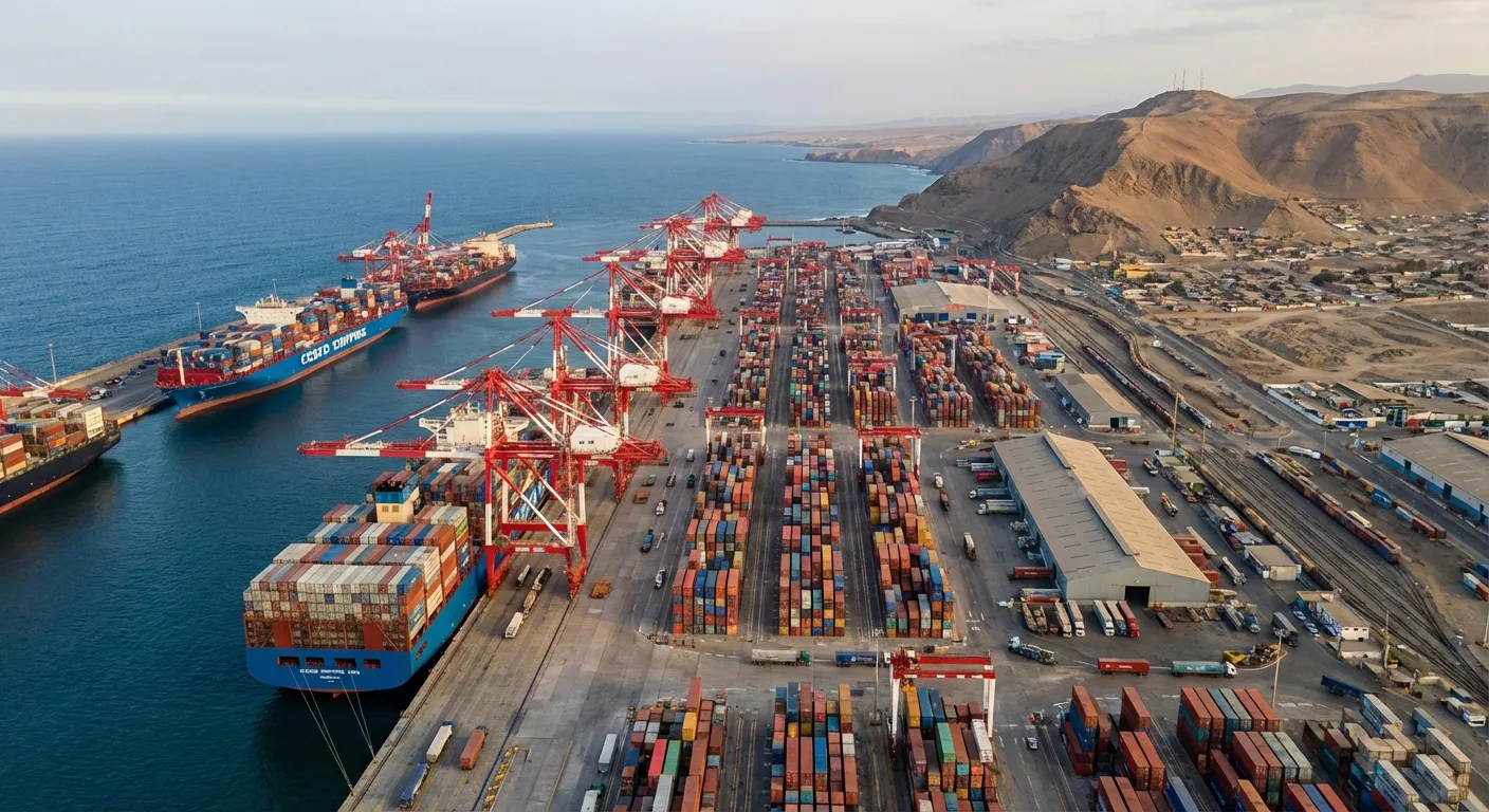 Aerial view of Peru's Chancay mega-port built with Chinese investment