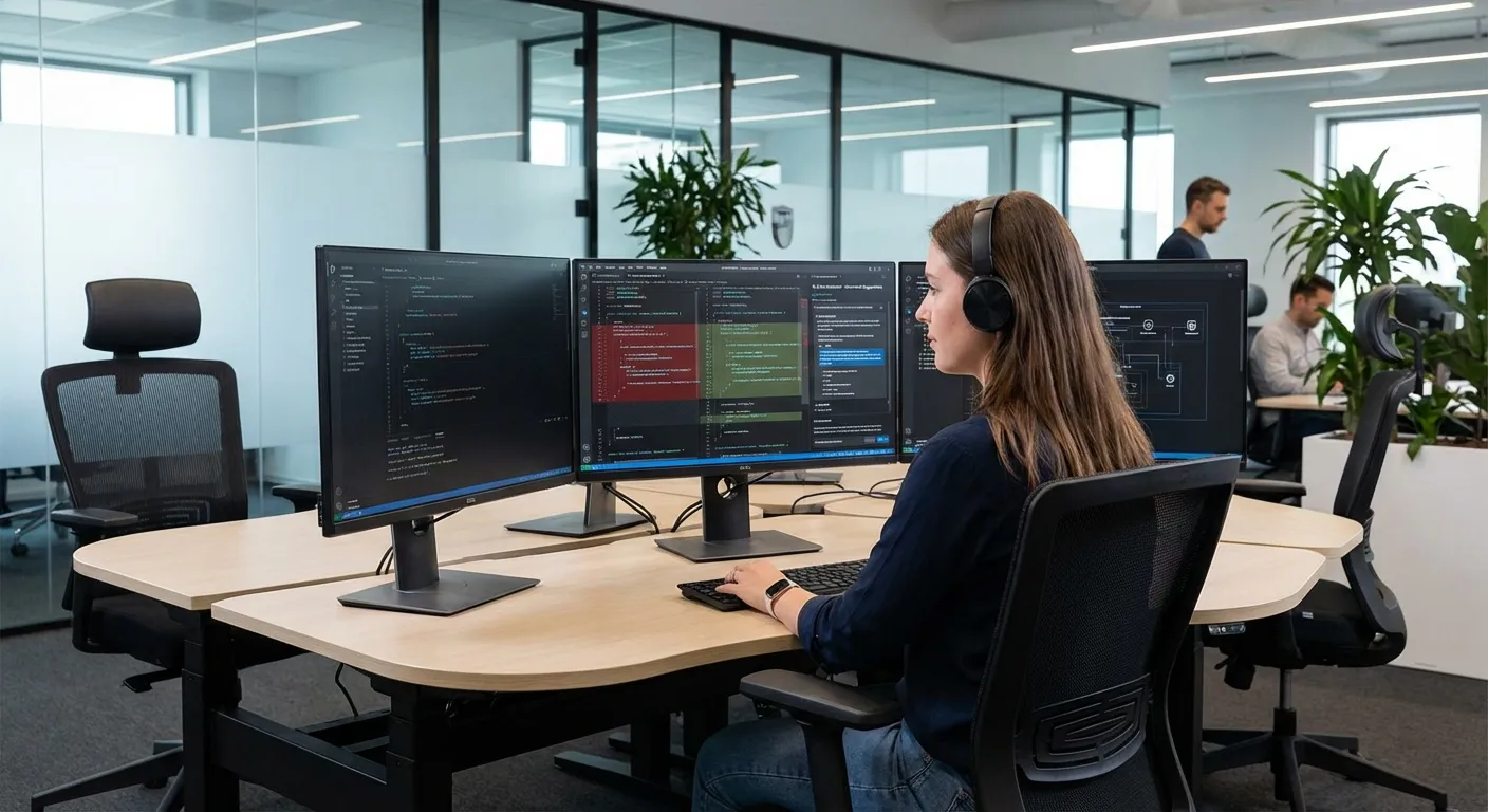 Software developer using AI coding assistance