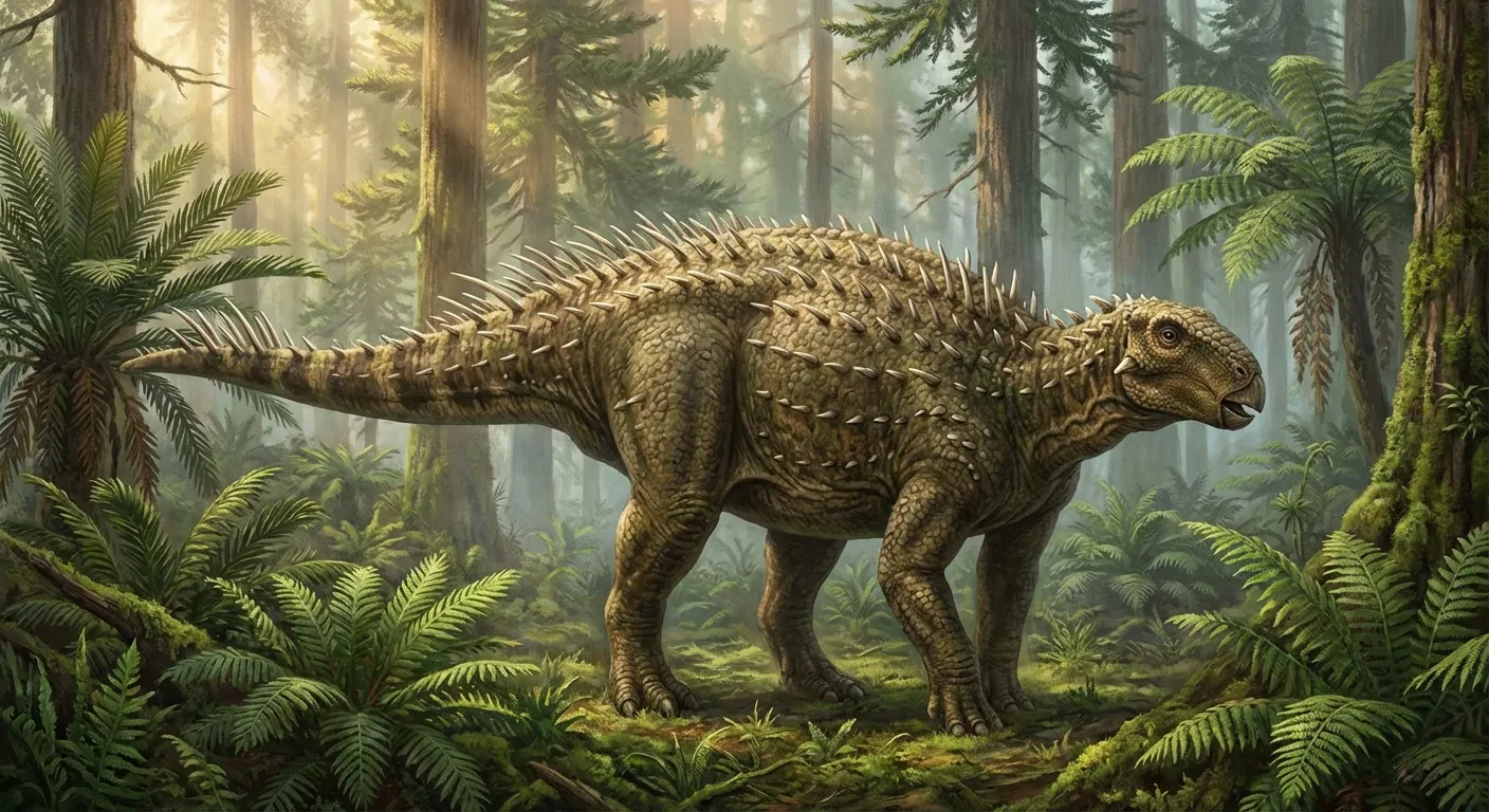 Artistic reconstruction of Haolong dongi dinosaur showing hollow skin spikes covering its body