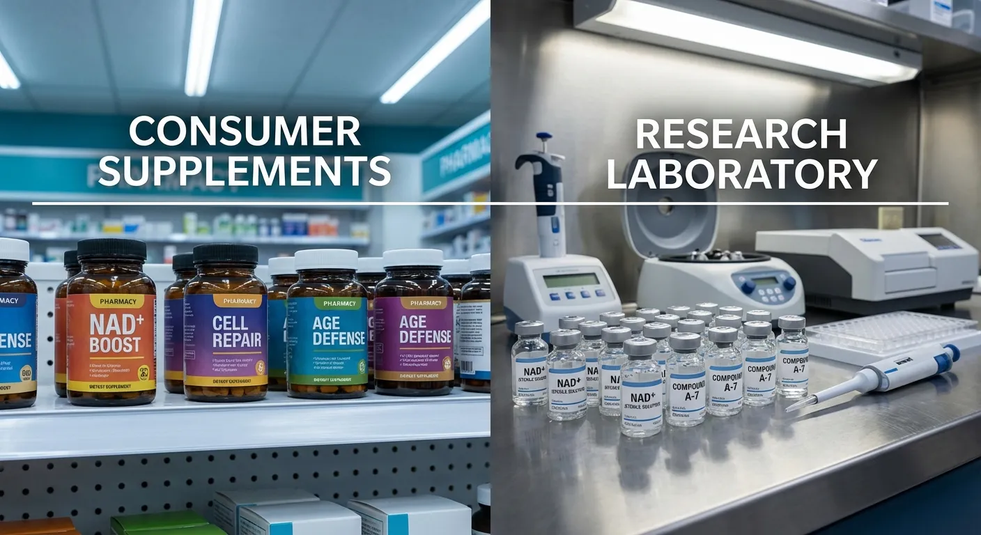 Comparison of NAD supplement bottles versus pharmaceutical research vials